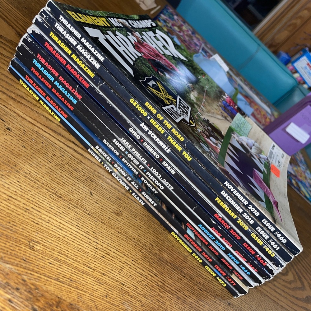 9 Magazine Lot - 2018 & 2019 Thrasher - Issues #460 - #472 & 3 Posters